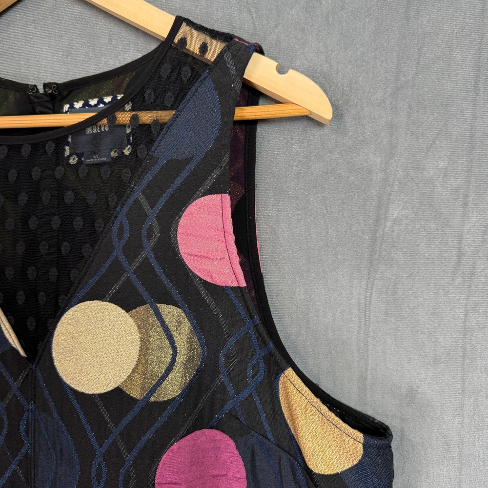 Maeve Multi-Color Metalic Polka-Dot Mesh Sleeveless Abstract Mini Dress Women XL - Picture 14 of 15